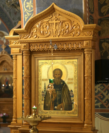 Икона преподобного Сергия Радонежского с частицей мощей святого